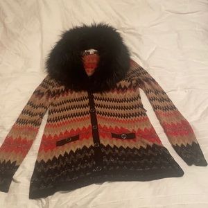 Boston proper,size L ,red,black,tan,cardigan